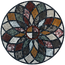 Round stone mosaic wall art with multicolor circular flower starburst centerpiece