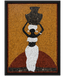 Framed mosaic wall panel of water bearer figure with jug, yellow, white, and black tiles