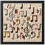 Framed handmade stone mosaic wall art with large treble clef and music notes