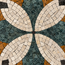 Handmade mosaic floral wall art: teal and white five-petal flower with stone tile rays