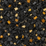 Handmade stone mosaic wall art surface: black tiles with scattered gold square pieces