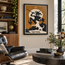 Framed amber mosaic wall art panel featuring the tarot “THE FOOL” figure in black and white.