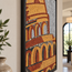 Framed mosaic wall art featuring arched rows in gold, orange, red, and gray