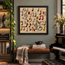 Framed stone mosaic wall art with scattered music notes, multicolor on light background